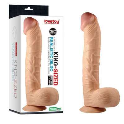 12" Realistični Dildo sa Testisima i Vakuumskim Postoljem - Lovetoy - Sexy Shop