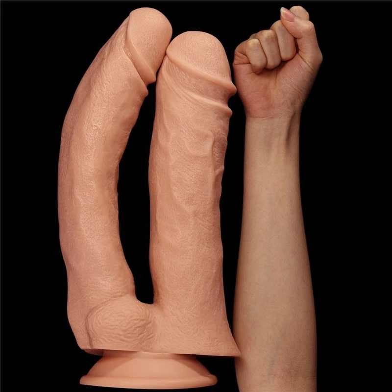 12'' Realistični Mega Dvojni Dildo sa Vakuumskim Postoljem