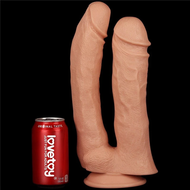 12'' Realistični Mega Dvojni Dildo sa Vakuumskim Postoljem