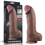 13'' Dual Layered Silicone Kula XXL sa Testisima i Vakuumskim Postoljem, Vodootporni, Braon