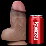 7'' Braon Dual-Layered Silikonski Penis sa Testisima i Vakuumskim Postoljem