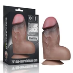 7'' Braon Dual-Layered Silikonski Penis sa Testisima i Vakuumskim Postoljem