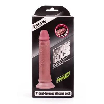 7" Dual Layer silikon penis sa vakuumskim postoljem - Lovetoy koža - Sexy Shop