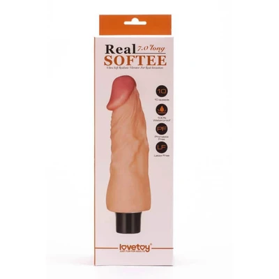 7" Real Softee Vibrirajući Dildo - Lovetoy, Vodootporni, Boja Kože - Sexy Shop