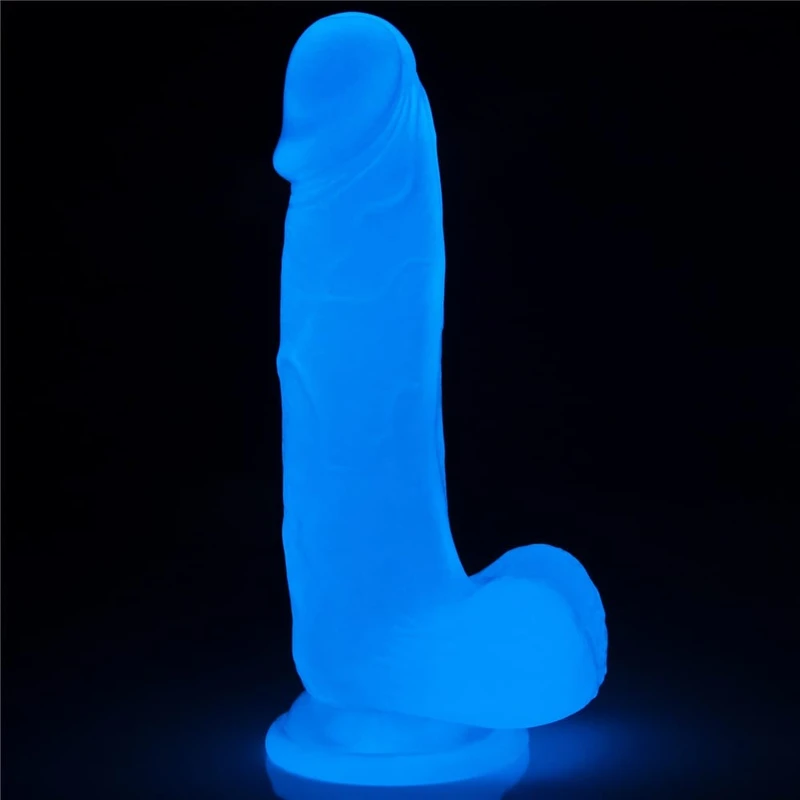 7.5'' Lumino Play Dildo sa testisima i vakuumskim postoljem, proziran