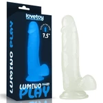 7.5'' Lumino Play Dildo sa testisima i vakuumskim postoljem, proziran