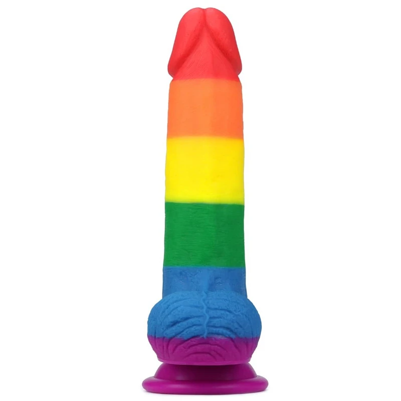7.5'' Prider Dildo sa vakuumskim postoljem i testisima, višebojni