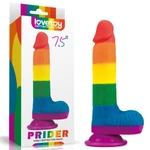 7.5'' Prider Dildo sa vakuumskim postoljem i testisima, višebojni