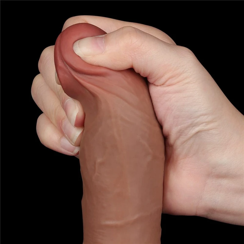 8'' Braon Dual Layer Dildo sa Testisima i Vakuumskim Postoljem