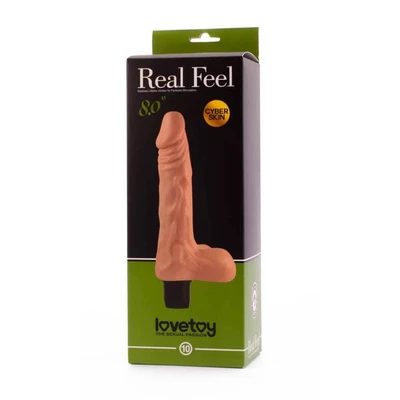 8" Real Feel Cyberskin Vibrator sa testisima - vodootporan, Lovetoy - Sexy Shop