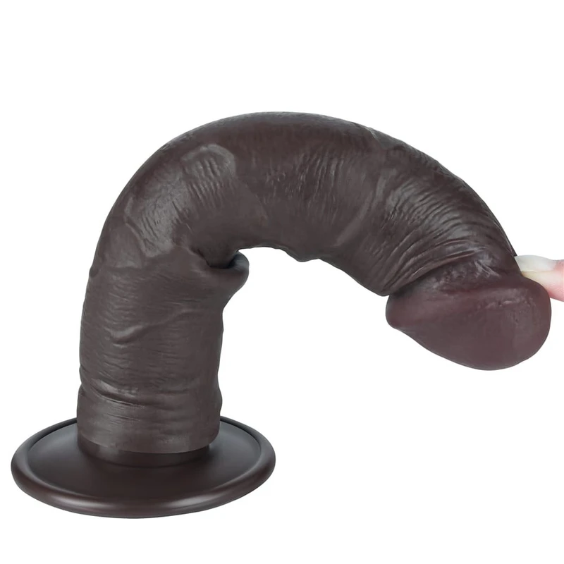 8'' Realistički Dildo sa Vakuumskim Postoljem - Crni Lovetoy