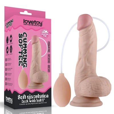 8" Realistični dildo sa ejakulacijom i testisima - Koža, vodootporan, sa vakuumskim postoljem - Sexy Shop