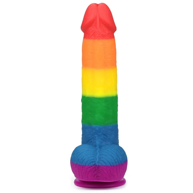 9'' Prider Dildo sa testisima, vakuumskim postoljem i vodootporno, višebojni Lovetoy