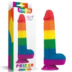 9'' Prider Dildo sa testisima, vakuumskim postoljem i vodootporno, višebojni Lovetoy