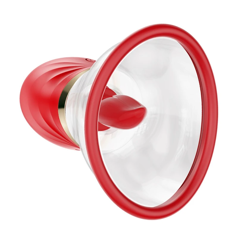 ADORAMOR Magic Tongue Klitoris Stimulator sa Usisnim Čašama, Vodootporni, Crveni
