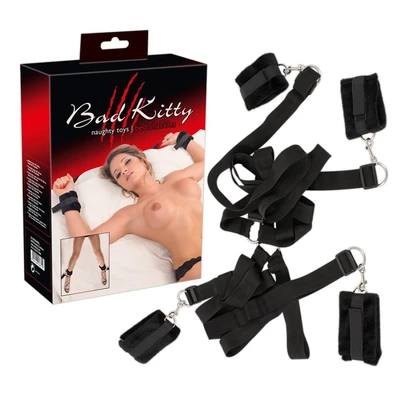 Bad Kitty Set Ograda za Krevet sa Mekim Lajsnom i Kavljem - Sexy Shop