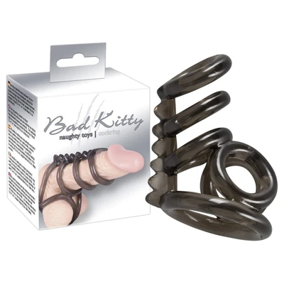 Bad Kitty Smoker Crni Prsten za Penis i Testise - Sexy Shop