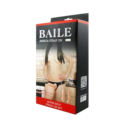 BAILE prilagodljivi strap-on dildo pojas sa testisima, dužina 10-10,5 cm, koža - Sexy Shop