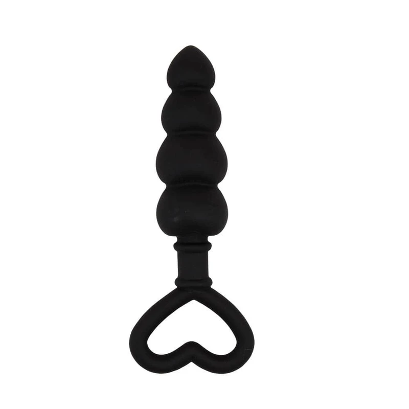 Beaded Luv Probe - Crne analne kuglice od silikona 15,6 cm