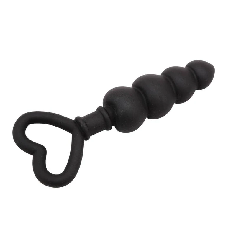 Beaded Luv Probe - Crne analne kuglice od silikona 15,6 cm