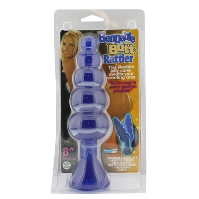 Bendable Butt Rattler Plavi 20,3cm sa Vakuumskim Postoljem - Sexy Shop