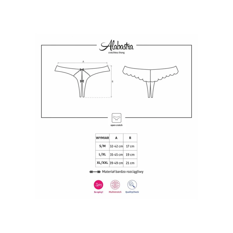 Bijeli Alabastra crotchless thong L/XL - Obsessive