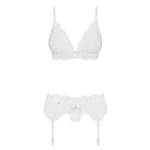 Bijeli čipkani set s pojasom S/M - Obsessive