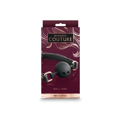 Bondage Couture Crni Ball Gag sa Zlatnim Detaljima - Sexy Shop