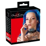 Bondage ogrlica od crne veštačke kože sa prstenom - Bad Kitty