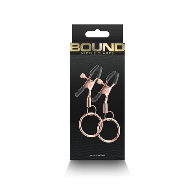 Bound Nipple Clamps - Podešavajuće stege za bradavice - Roze zlato - Sexy Shop
