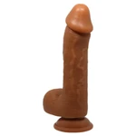 Braon Dildo Beautiful Johnson 22,2 cm sa testisima i vakuumskim postoljem