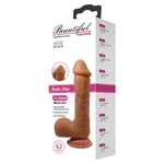 Braon Dildo Beautiful Johnson 22,2 cm sa testisima i vakuumskim postoljem