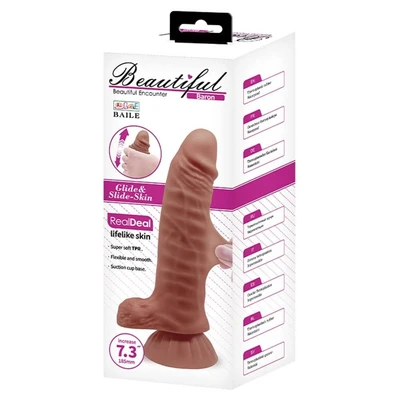 Braon Dildo sa Testisima i Vakuumskim Postoljem, 18,5 cm - Debra - Sexy Shop