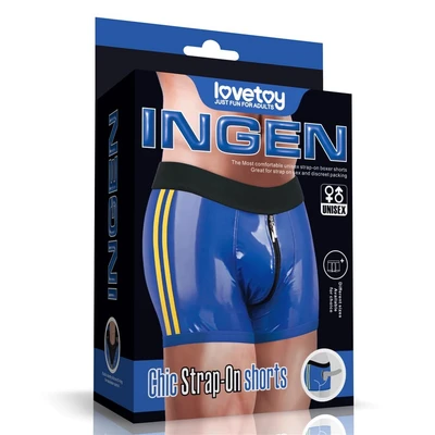 Chic Strap-On šorts S/M (32 - 35 inča struk) Plavi - Sexy Shop