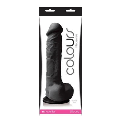 Colours Pleasure Veliki Crni Dong 24cm sa Vakuumskim Postoljem i Testisima - Sexy Shop