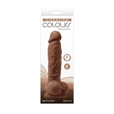 Colours Pleasures vibrator 5" braon sa testisima i vakuumskim postoljem - Sexy Shop