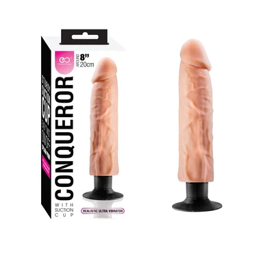 Conqueror 8" TPR vibrator sa usisnom čašicom, koža - Sexy Shop