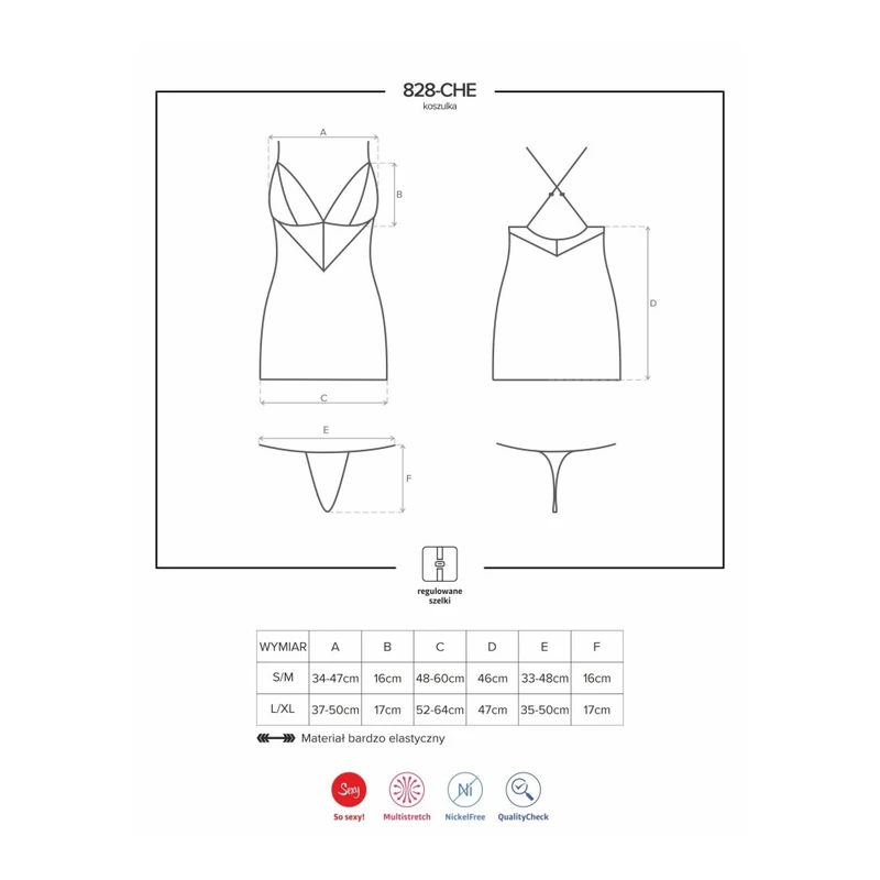 Crna chemise i tanga L/XL - Obsessive