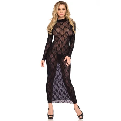 Crna dugačka haljina sa dugim rukavima Leg Avenue - Sexy Shop