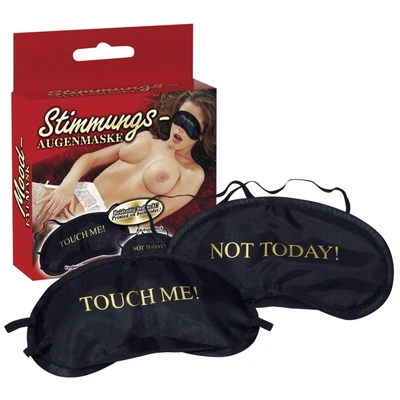 Crna saten traka za oči sa zlatnim natpisima: TOUCH ME! i NOT TODAY! - Sexy Shop
