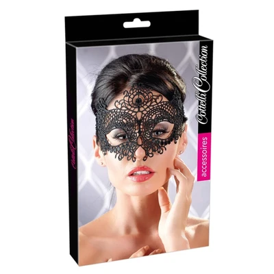 Crna vezeno maska sa otvorima za oči i čipkastom trakom - Sexy Shop
