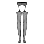 Crne Garter čarape S207 XL/XXL Obsessive