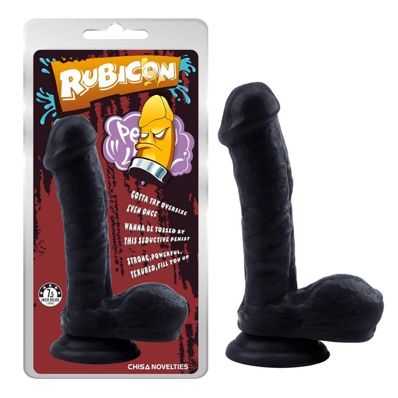 Crni dildo sa testisima i vakuumskim postoljem 19cm