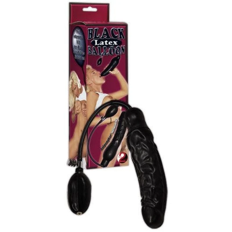 Crni latex dildo sa pumpicom, 24 cm, vodootporan