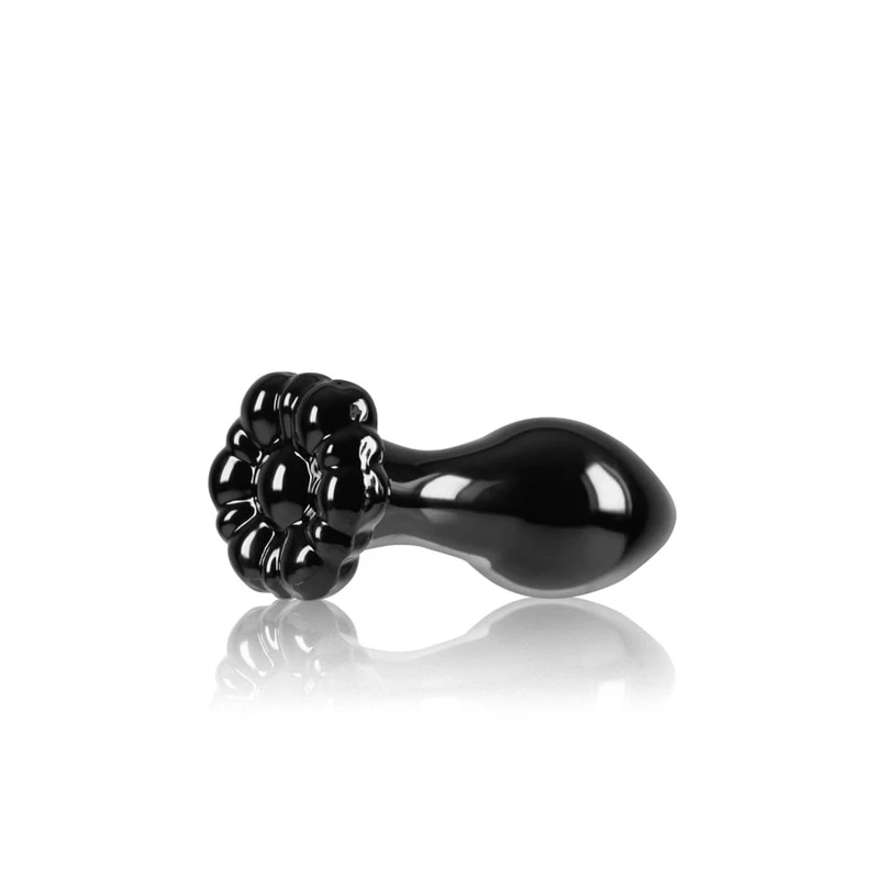 Crystal Flower Black - 100% higijenski borosilikat staklo, 8,9cm, vodootporan