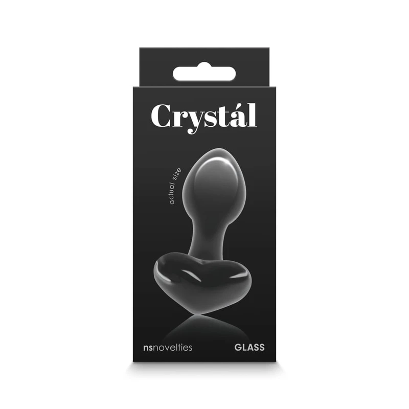 Crystal Heart - Crni silikonasti vibrator, 8,9 cm, vodootporan