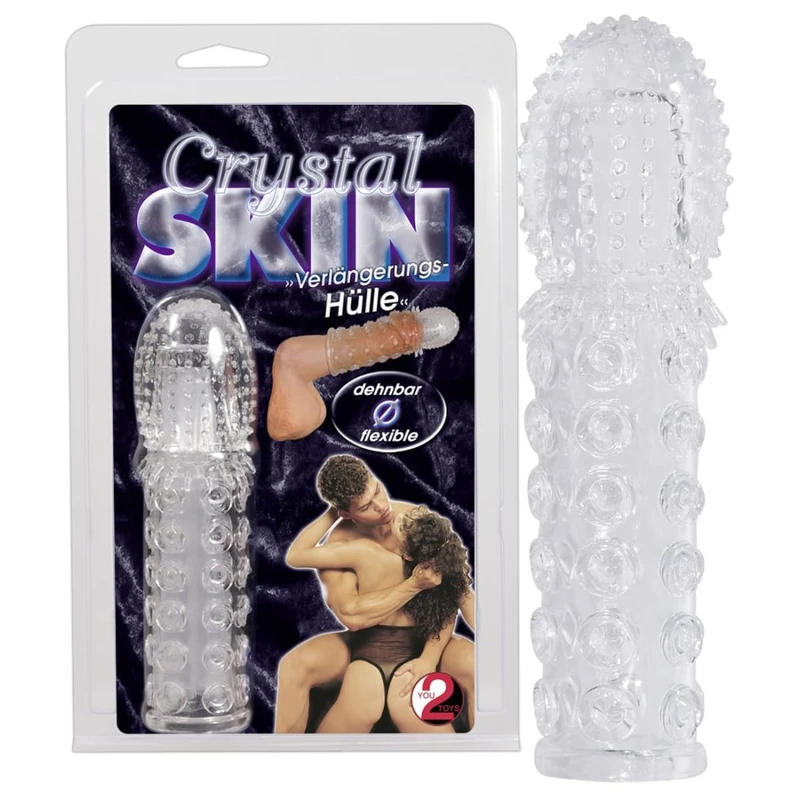 Crystal Skin Sleeve - Prozirni pokrivač za penis sa stimulativnom strukturom, vodootporan, 15 cm