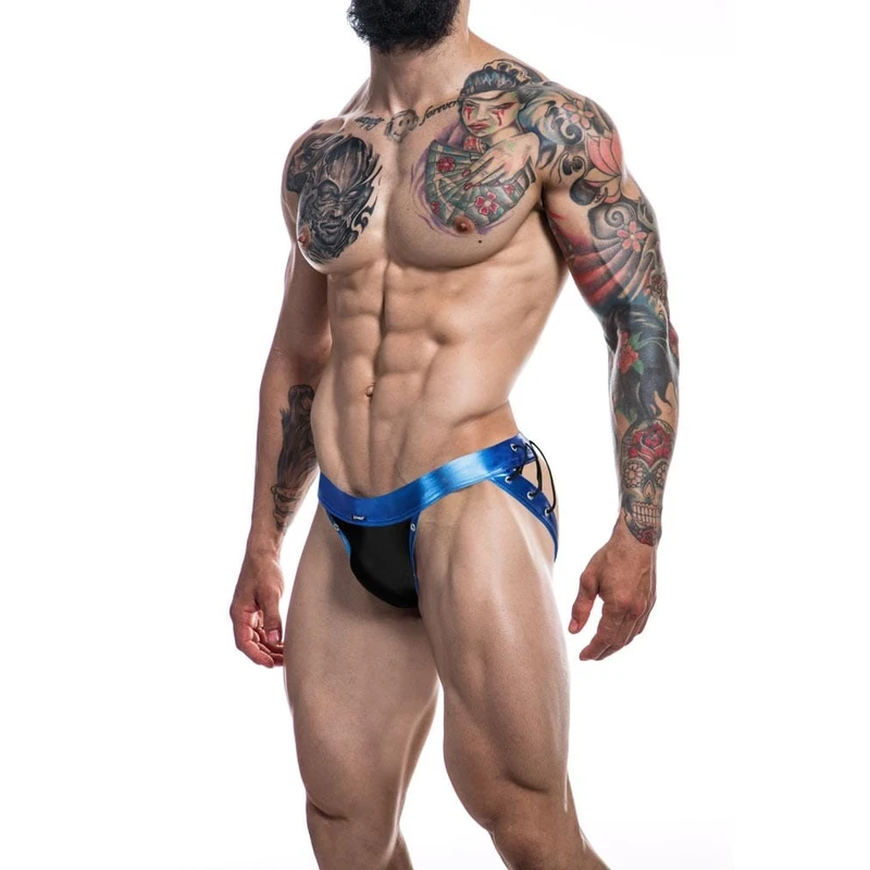 Cut4Men C4M-Desire plavi jockstrap od veštačke kože