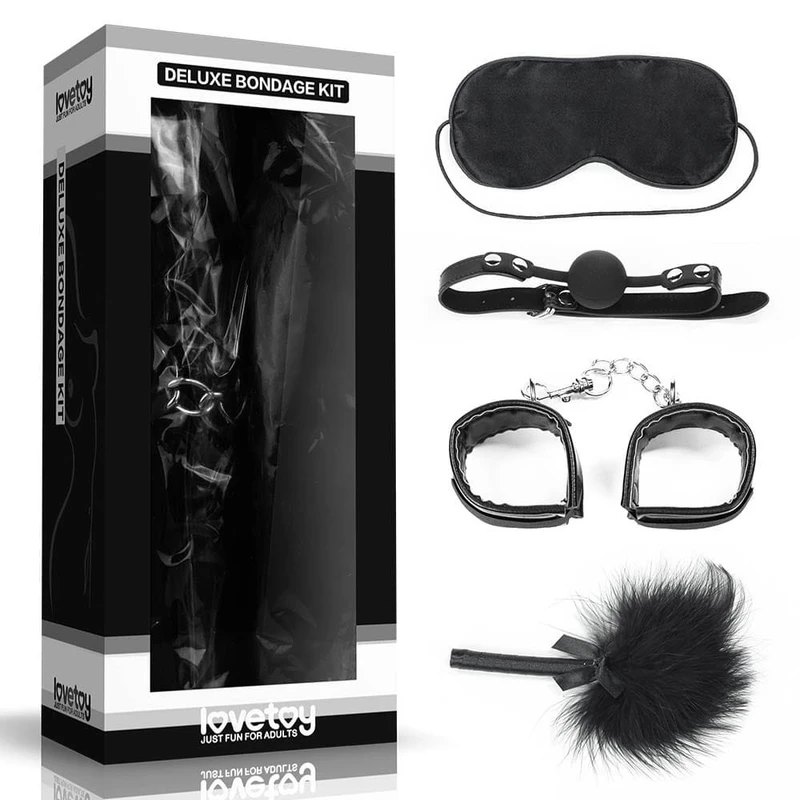 Deluxe crni bondage set sa lisicama i gag-om Lovetoy