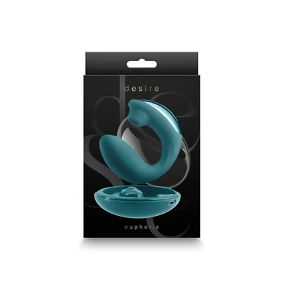 Desire - Euphoria - Dupli Dildo sa Air Pulse Tehnologijom - Vodootporni - Tamno Zelena - Sexy Shop